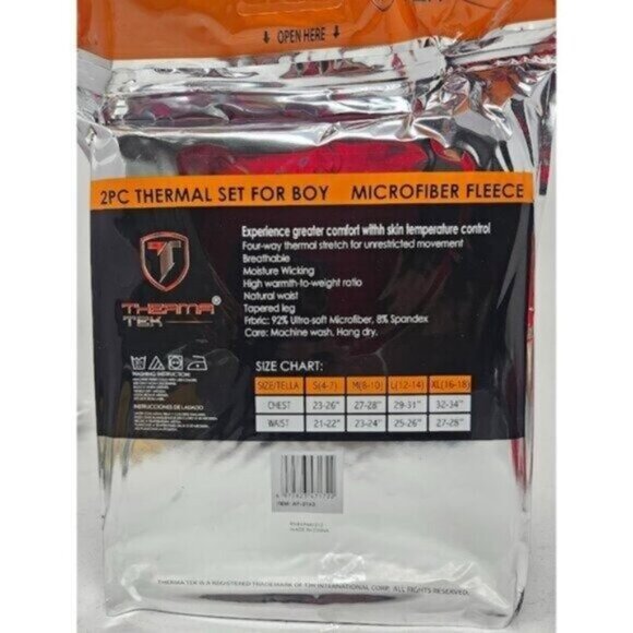 Kids Thermal 2-pc Underwear Set, Microfiber Fleece, Blue - Picture 3 of 4